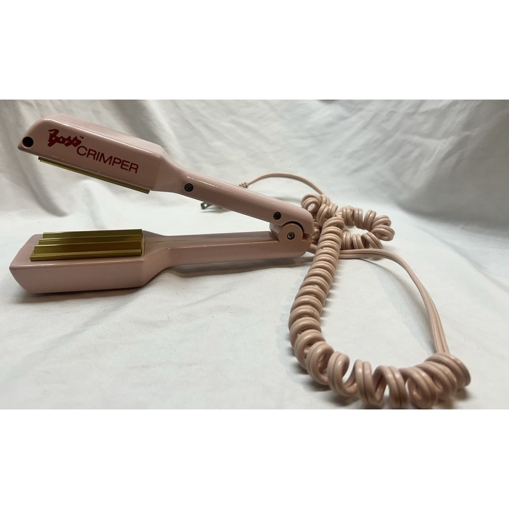 VTG 80s Windmere Boss Hair Crimper Goldtone Plates Pink Tested Works